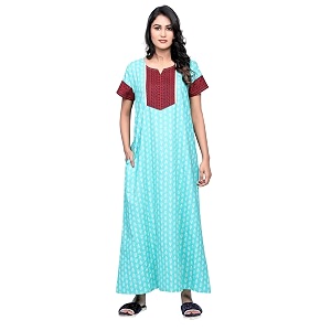 evolove women39s cotton long maxi night gown nighty dress with pocket super soft comfortable