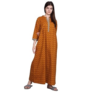 evolove women39s cotton long maxi night gown nighty dress with pocket super soft comfortable lng-cotton-2