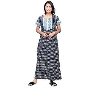 evolove women39s cotton long maxi night gown nighty dress with pocket super soft comfortable