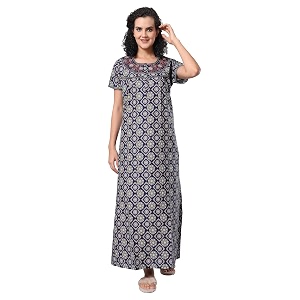 evolove women39s 100 cotton supersoft with beautiful embroidery long maxi night gown nighty dress with pocket