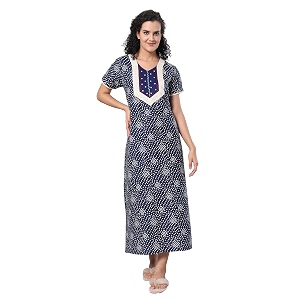 evolove women39s 100 cotton supersoft with beautiful embroidery long maxi night gown nighty dress with pocket