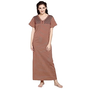 evolove long cotton maxi nighty for women with side pockets  super soft and comfortable night wear