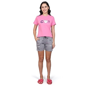 Evolove Women Night Suit Set Top Short