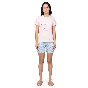 Evolove Women Night Suit Set Top Short