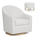 Evolur Luna Swivel Chair and Ottoman with 360° Swivel Motion, Sleek Design Nursery Chair, Sturdy Wooden Base Swivel Chair, Three Convertible Ottoman Options