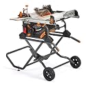 Evolution R10TBLX 10" Jobsite Table Saw with Wheeled Stand | Zero-Clearance Throat Plate | Dado Plate Included | 15A Motor | 26” Rip | 3-3/8” Cut | 0-45° Bevel | Precision Fence | Heavy Duty Portable
