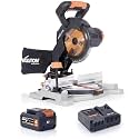 Evolution R185CMS-Li 7-1/4" Cordless Compound Miter Saw, Multi-Material TCT Blade, 20V EXT Li-Ion, Battery & Charger Included, Cuts Wood, Metal, Plastic, 45° Miter & 45° Bevel, Compact & Powerful