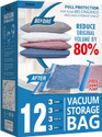 evoza 12 Pcs Vacuum Storage Bags Hand Pump Jumbo, Large, Medium & Small Sizes Travel Storage Vacuum Bags