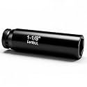 EVRBUL 1/2" Drive 1-1/8" Extra Deep Impact Socket Heavy Duty 6 Point Design Heat-Treated for Automotive Truck and Heavy Equipment Repair
