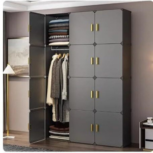 evrum 12-door 12-shelf plastic almirah for kids almirah of clothes cupboard pc collapsible wardrobe