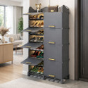 Evrum 16-Shelf-8-Door Plastic Shoe Rack with DoorsCabinet