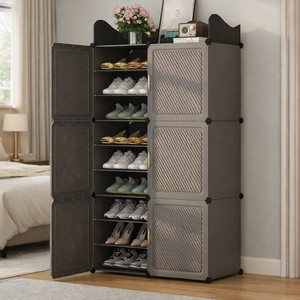 Evrum 18-Shelf-6-Door Plastic Cubort Shoe Rack Plastic