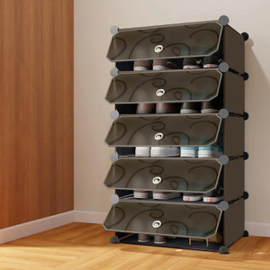 Evrum 5-Shelf-5-Door Plastic Cubort Shoe Rack Plastic