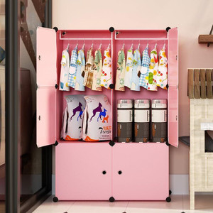 evrum 6-door 8-shelf plastic almirah for kids almirah of clothes cupboard pc collapsible wardrobe
