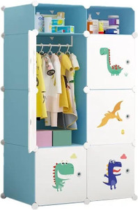 evrum 6-door 8-shelf plastic almirah for kids almirah of clothes cupboard pc collapsible wardrobe