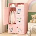 Evrum 6-Door 8-Shelf Plastic almirah for kids, almirah of clothes ,cupboard PC Collapsible Wardrobe (Finish Color - PINK-HA1, DIY(Do-It-Yourself))