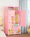Evrum 6-Door 8-Shelf Plastic almirah for kids, almirah of clothes ,cupboard PC Collapsible Wardrobe (Finish Color - PINK-S4, DIY(Do-It-Yourself))
