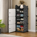 Evrum 6-Shelf-3-Door Plastic Cubort Shoe Rack Plastic