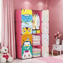 Evrum 8-Door 8-Shelf Plastic almirah for kids, almirah of clothes ,cupboard PC Collapsible Wardrobe (Finish Color - PINK-HY8, DIY(Do-It-Yourself))