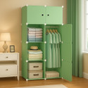 Evrum 8-Door 8-Shelf Plastic almirah for kids, almirah of clothes ,cupboard PC Collapsible Wardrobe (Finish Color - GREEN-Y3, DIY(Do-It-Yourself))