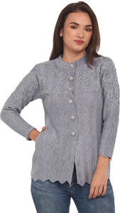 ewools embroidered round neck casual women grey sweater
