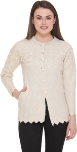 ewools embroidered round neck casual women beige sweater