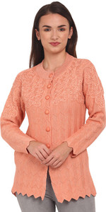 ewools embroidered round neck casual women orange sweater