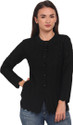 eWools Embroidered Round Neck Casual Women Black Sweater