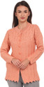 eWools Embroidered Round Neck Casual Women Orange Sweater