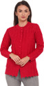 eWools Embroidered Round Neck Casual Women Red Sweater