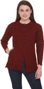 eWools Embroidered Round Neck Casual Women Maroon Sweater