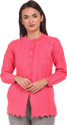eWools Embroidered Round Neck Casual Women Pink Sweater