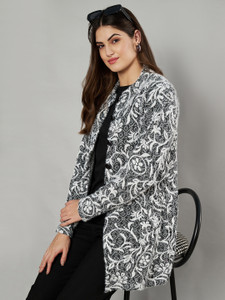 ewools floral print round neck casual women black sweater