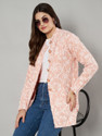 eWools Floral Print Round Neck Casual Women Orange Sweater