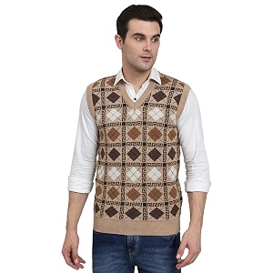 ewools men39s winterwear woolen checkered sleeveless cardigan sweaters