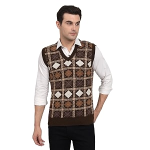 ewools men39s winterwear woolen checkered sleeveless cardigan sweaters