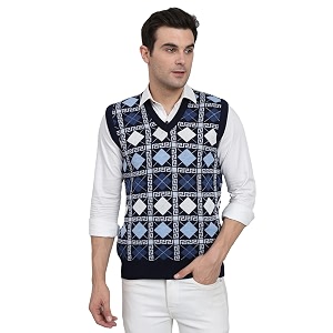 ewools men39s winterwear woolen checkered sleeveless cardigan sweaters