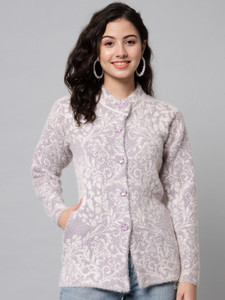 ewools printed round neck casual women purple sweater
