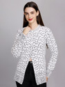 eWools Printed Round Neck Casual Women White Sweater
