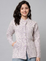 eWools Printed Round Neck Casual Women Purple Sweater