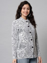 eWools Printed Round Neck Casual Women Black Sweater