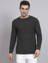 eWools Men Self Design Round Neck Grey Sweater