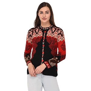 ewools women39s winter wear round neck multicolor woolen cardigan