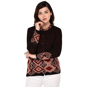 ewools women39s winter wear round neck multicolor woolen cardigan