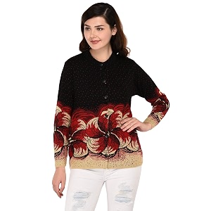 ewools women39s winter wear round neck multicolor woolen cardigan