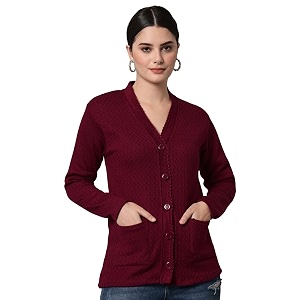 ewools women39s winterwear woolen v-neck solid sweater cardigans purple large