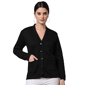 ewools women39s winterwear woolen solid sweater with pockets cardigans with pockets