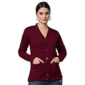 eWools Women's winterwear Woolen V-Neck Solid Sweater Cardigans (Purple, Large)