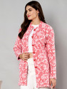 eWools Women Floral Print Round Neck Pink