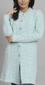 eWools Women Woven Round Neck Light Blue